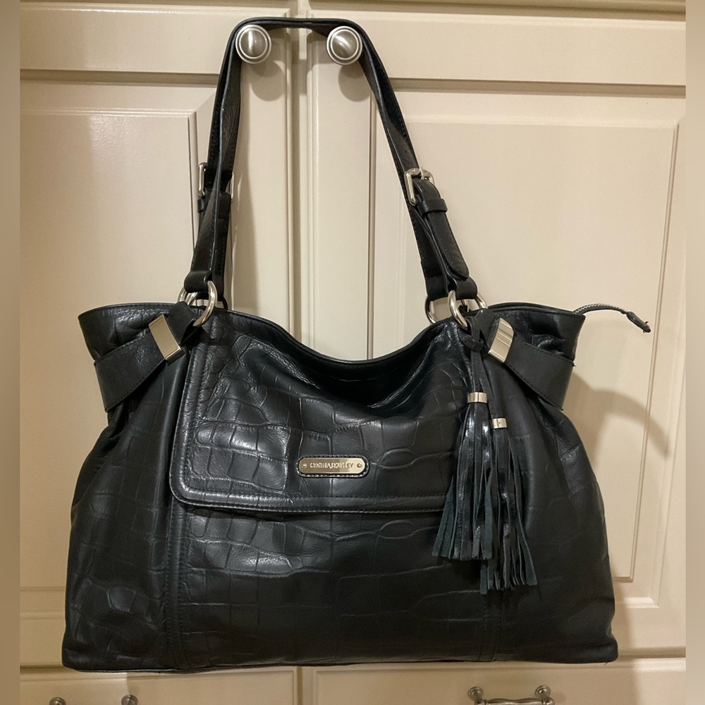 Cynthia Rowley black leather tote bag